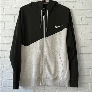 Nike Sportswear Swoosh Men’s XL Full Zip Long Sleeve Hoodie Dark Green & Gray